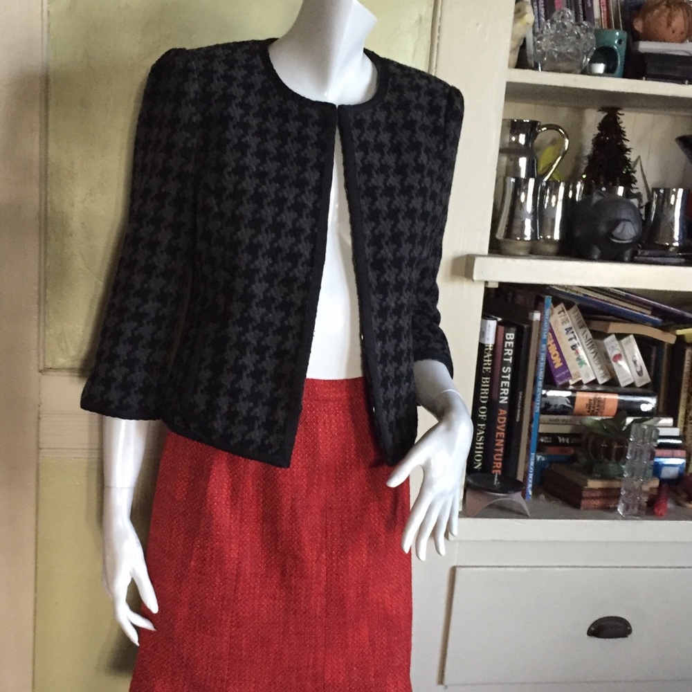 Houndstooth black and gray wool jacket